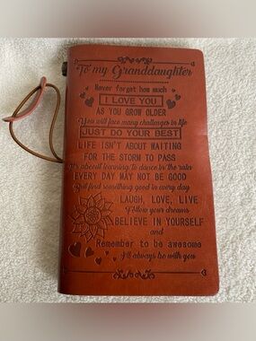 Vtg Leather Bound Journal/Diary/Keepsake Book Embossed “To My Granddaughter…”